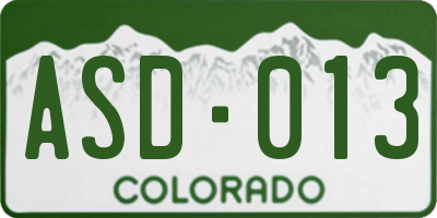 CO license plate ASD013