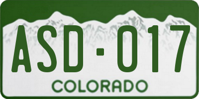 CO license plate ASD017