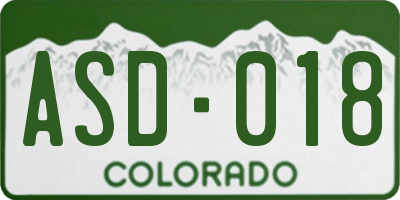 CO license plate ASD018
