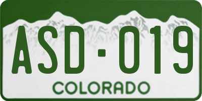 CO license plate ASD019