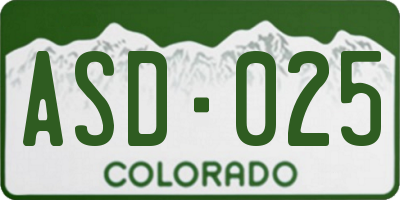 CO license plate ASD025
