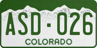 CO license plate ASD026
