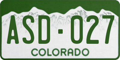 CO license plate ASD027
