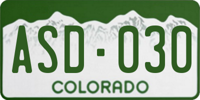 CO license plate ASD030