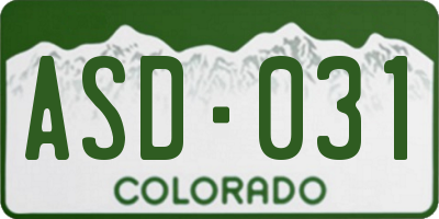 CO license plate ASD031