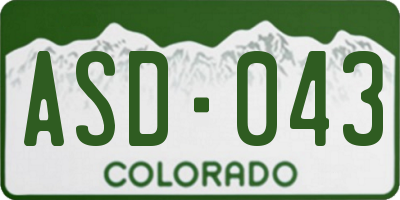 CO license plate ASD043