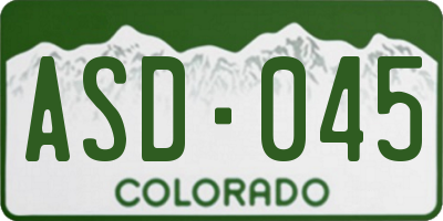 CO license plate ASD045