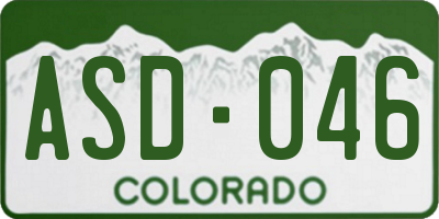 CO license plate ASD046