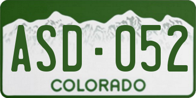CO license plate ASD052