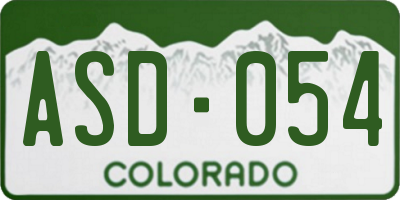CO license plate ASD054