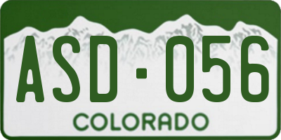 CO license plate ASD056