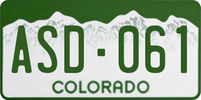 CO license plate ASD061