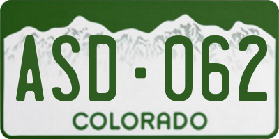 CO license plate ASD062