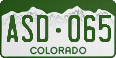 CO license plate ASD065