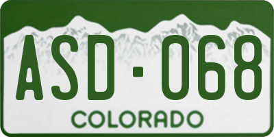 CO license plate ASD068