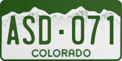 CO license plate ASD071