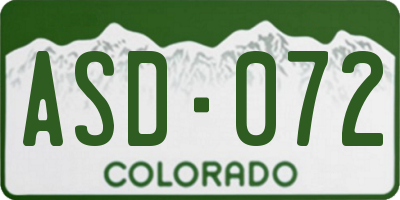 CO license plate ASD072