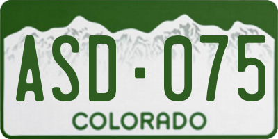 CO license plate ASD075