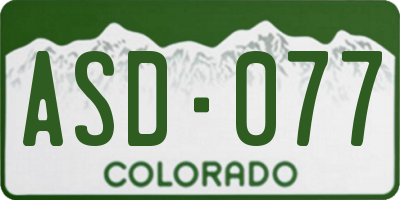 CO license plate ASD077