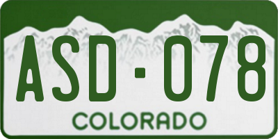 CO license plate ASD078