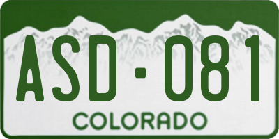 CO license plate ASD081