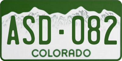 CO license plate ASD082