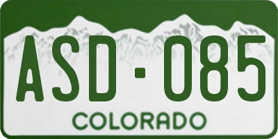CO license plate ASD085