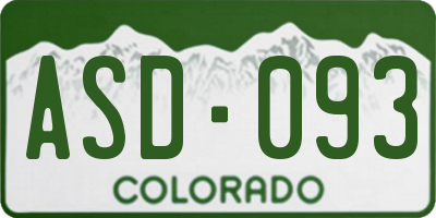 CO license plate ASD093