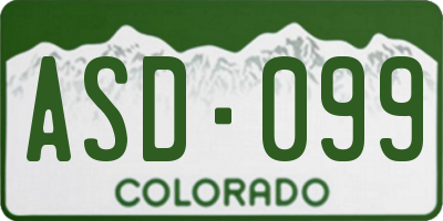 CO license plate ASD099