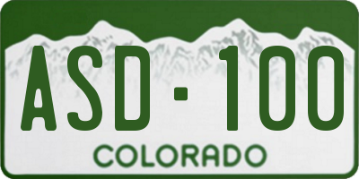 CO license plate ASD100