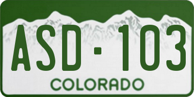 CO license plate ASD103