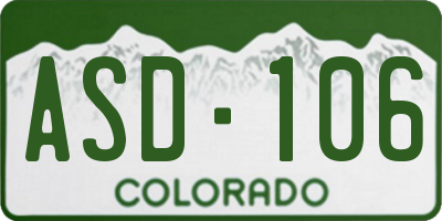 CO license plate ASD106