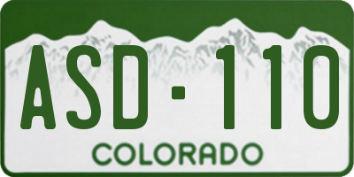CO license plate ASD110