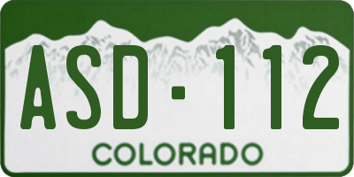 CO license plate ASD112