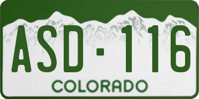 CO license plate ASD116