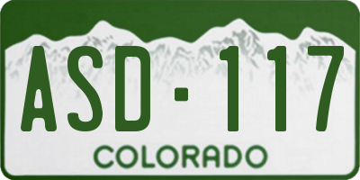 CO license plate ASD117