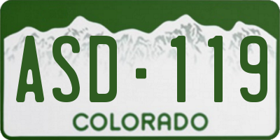 CO license plate ASD119