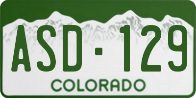 CO license plate ASD129