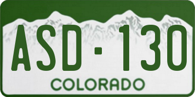 CO license plate ASD130