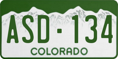 CO license plate ASD134