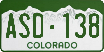 CO license plate ASD138