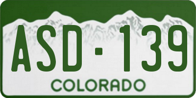 CO license plate ASD139