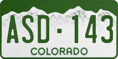 CO license plate ASD143