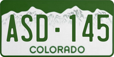 CO license plate ASD145
