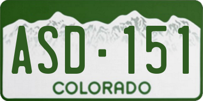 CO license plate ASD151