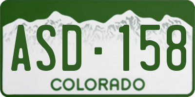 CO license plate ASD158