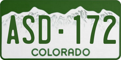 CO license plate ASD172