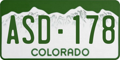 CO license plate ASD178