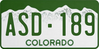 CO license plate ASD189