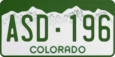 CO license plate ASD196